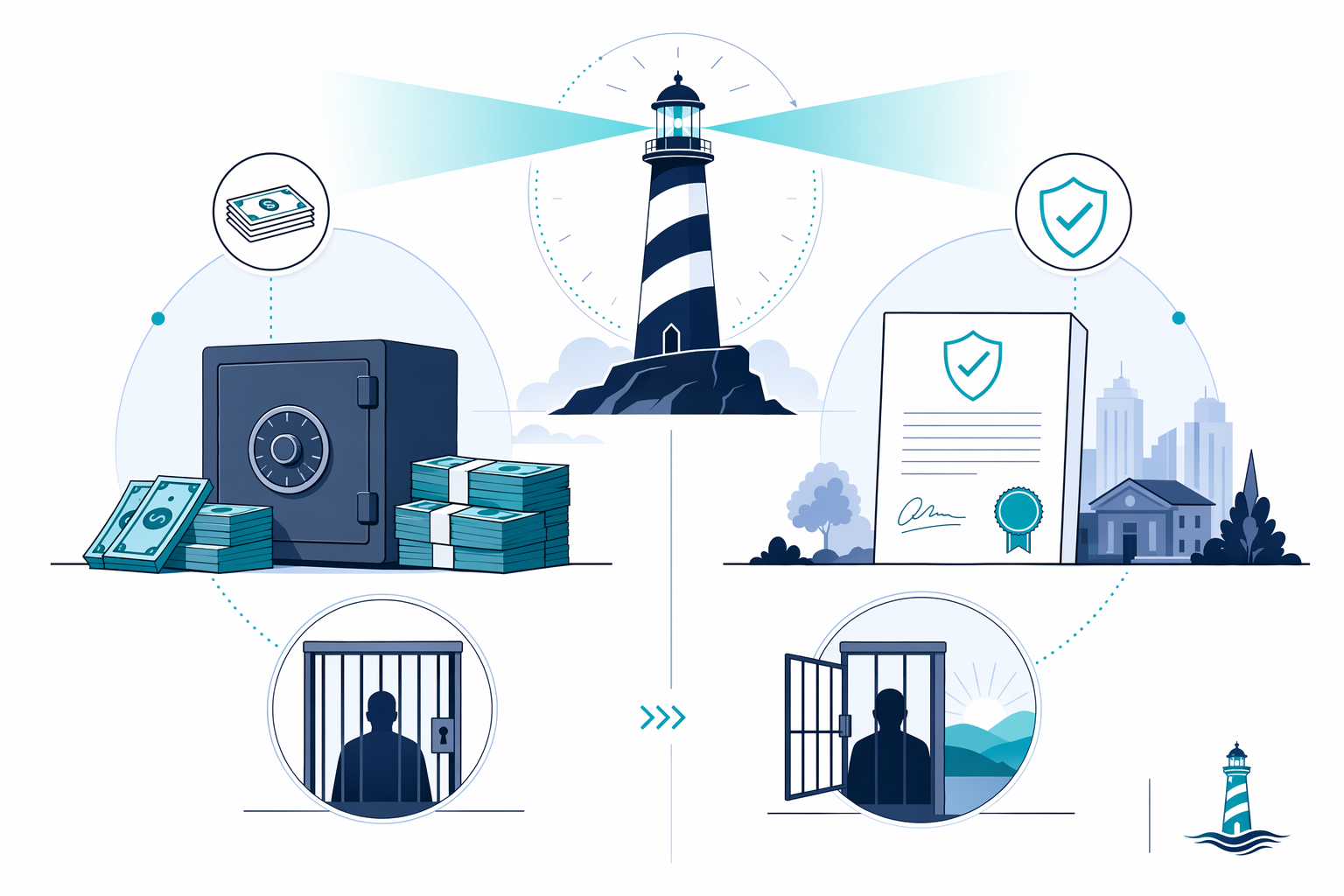 Illustration for Bail vs. Bond — What's the Difference?